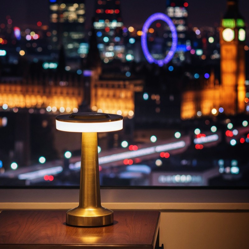 Stolová lampa - zlatá farba - nastaviteľná farebná teplota, jas - akumulátorová - USB