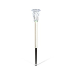 Zapichovacia solárna lampa – 1× teplá biela – chróm – 6 x 38,5 cm