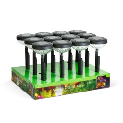 Zapichovacia solárna lampa – 1 + 1 teplá biela / RGB SMD LED – čierna – 53 x 11,4 cm