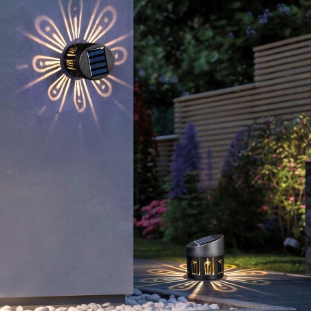 Solárna dekoračná lampa - na stenu / stojaca - 8 x 9 cm - 1 teplá biela SMD LED