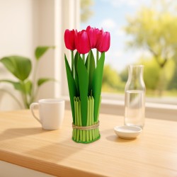 Dekoratívna umelá rastlina - tulipán - červená - 26 x 6,5 cm