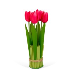 Dekoratívna umelá rastlina - tulipán - červená - 26 x 6,5 cm