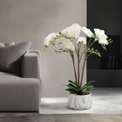 Umelá rastlina dekorácia - orchidea - biela - 58 cm