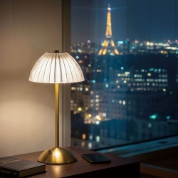 Stolová lampa - zlatá farba - nastaviteľná farebná teplota, jas - akumulátorová - USB