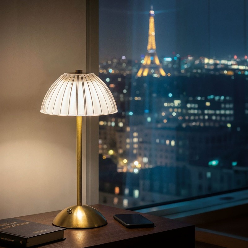 Stolová lampa - zlatá farba - nastaviteľná farebná teplota, jas - akumulátorová - USB