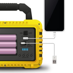 Multifunkčná ručná lampa - solárny panel, USB-C - 6 režimov svietenia, 8 LED, 3600 mAh - 800 lumen