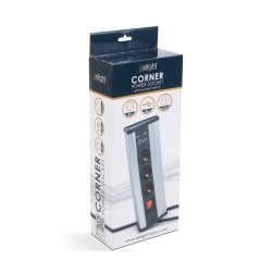 Rohová predlžovačka - s vypínačom - 3 x 250V, 16A - 2 x USB, 2,1A - hliníkové telo