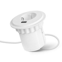 Skrytá - zabudovateľná zástrčka + USB - biela