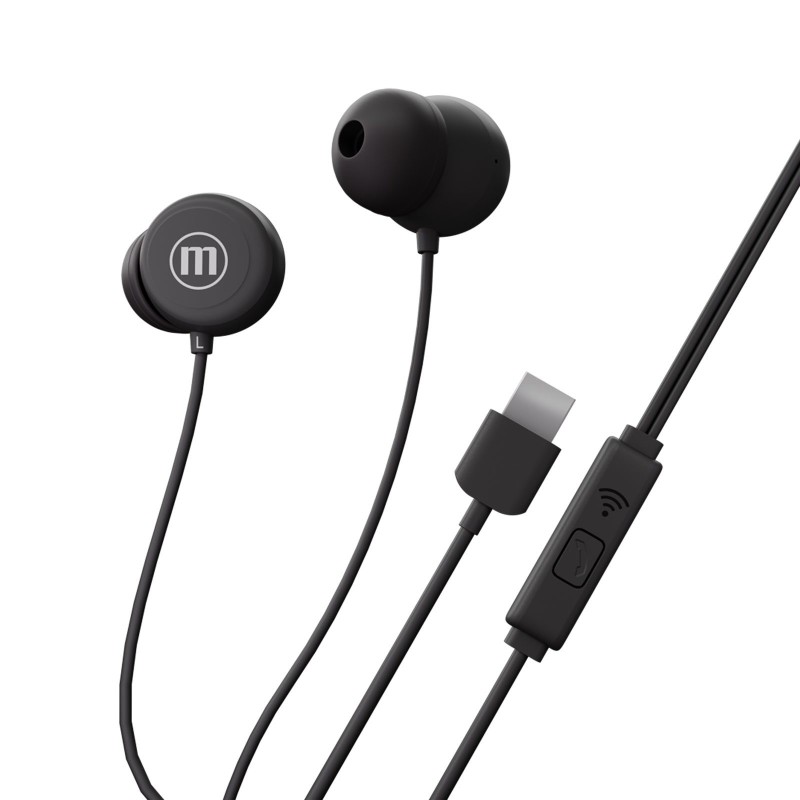 Maxell káblové slúchadlá - čierne - USB-C (INBAX)