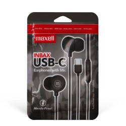 Maxell káblové slúchadlá - čierne - USB-C (INBAX)