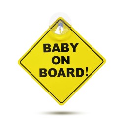 Tabuľka „Baby on Board” s prísavkou – 12,7 x 12,7 cm