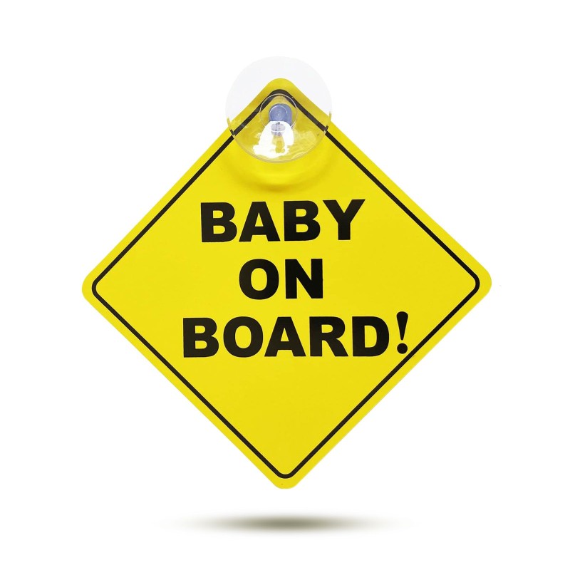 Tabuľka „Baby on Board” s prísavkou – 12,7 x 12,7 cm