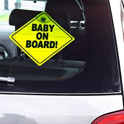 Tabuľka „Baby on Board” s prísavkou – 12,7 x 12,7 cm