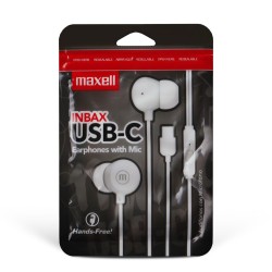 Maxell káblové slúchadlá - biele - USB-C (INBAX)