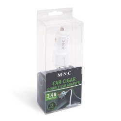 Adaptér do autozapalovača - 2 x USB - 2,4 A - biely
