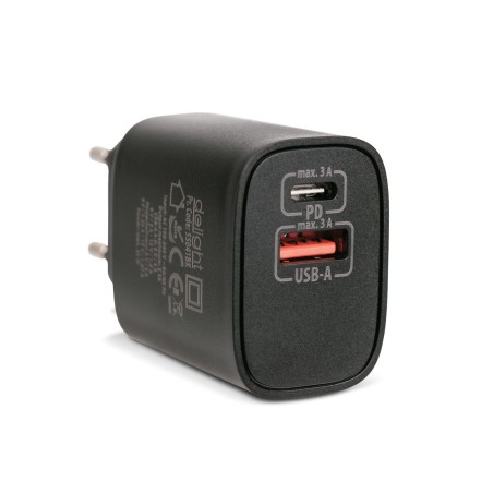 Sieťový adaptér USB + Type-C PD20W rýchle nabíjanie - čierny