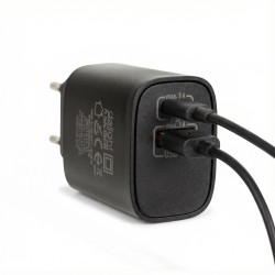 Sieťový adaptér USB + Type-C PD20W rýchle nabíjanie - čierny