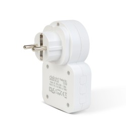 Digitálny bezbatériový a bezdrôtový zvonček – Kinetický – do zásuvky 220–240V AC – biely – modrá LED