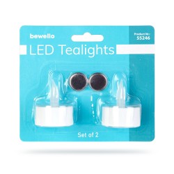 LED čajová sviečka - biela - 2 ks / blister