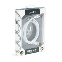 Magnetický dátový kábel - MicroUSB - 2A - biely