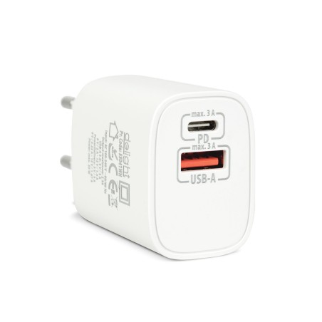 Sieťový adaptér USB + Type-C PD20W rýchle nabíjanie - biely