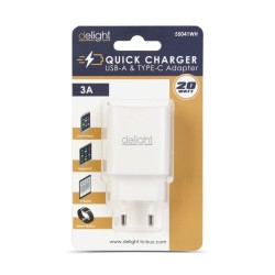 Sieťový adaptér USB + Type-C PD20W rýchle nabíjanie - biely