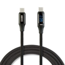Dátový kábel - Type-C / Type-C - s indikátorom výkonu - čierny - 1 m - 3 A - 60 W