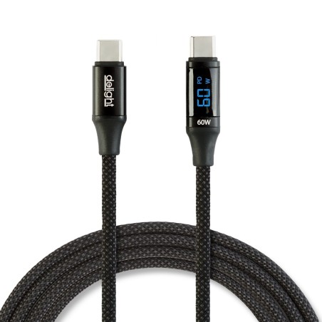 Dátový kábel - Type-C / Type-C - s indikátorom výkonu - čierny - 1 m - 3 A - 60 W