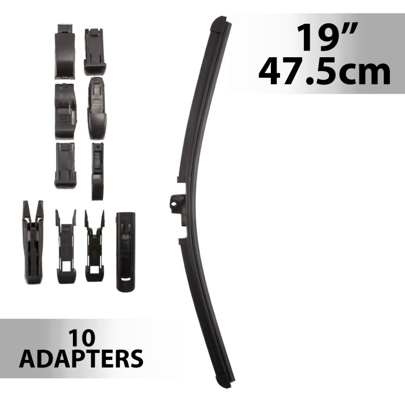 Stierač 19"/47,5 cm - s 10 adaptérmi