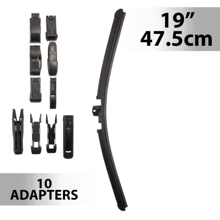 Stierač 19"/47,5 cm - s 10 adaptérmi
