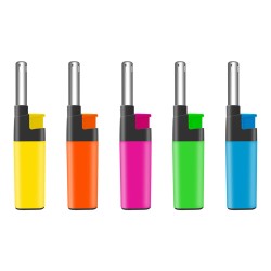 Plynový zapalovač - doplniteľný - viac farieb - 12 cm - 25 ks / display