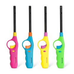 Plynový zapalovač - doplniteľný - viac farieb - 27 cm - 16 ks / display