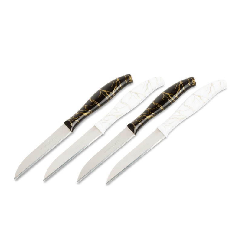 Kuchynský nôž set - 15 cm - čierna/biela - 4 ks / balenie