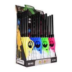 Plynový zapalovač - doplniteľný - viac farieb - 27 cm - 20 ks / display