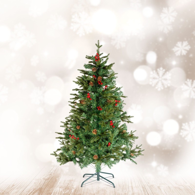 Umelý stromček - 150 cm - PE / PVC - s červenými bobuľami