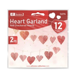 Girlanda - papier - červené kárované srdcia - 2 m