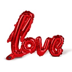 Balón - nápis "LOVE" - metalická bordová, fólia - 55 cm