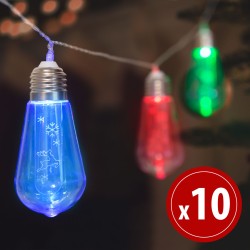 LED sveteľná reťaz - žiarovky - 10 LED - 1,9 metrov - farebná - 2 x AA