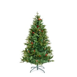 Umelý stromček - 180 cm - PE / PVC - s červenými bobuľami