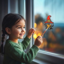 Halloweenska vymaľovateľná dekorácia na okno - 4 farby - so štetcom