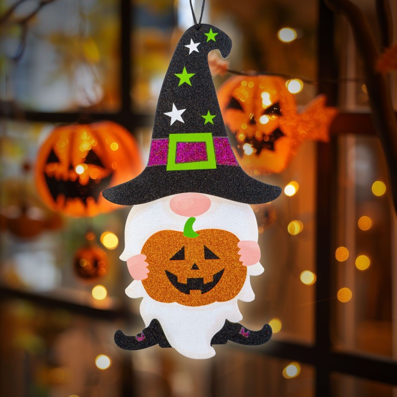 Halloweenska dekorácia - trpaslík - zavesiteľná - pena - 44 x 26 cm