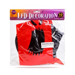 Halloweenska LED dekorácia - duch - červený - 10 farebných LED - zavesiteľné - 2 x 2032 - 75 x 35 cm