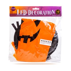Halloweenska LED dekorácia - duch - žltá - 10 farebných LED - zavesiteľná - 2 x 2032 - 75 x 35 cm