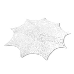 Halloween dekorácia - pavučinová podložka - strieborná - Ø37 cm - plast