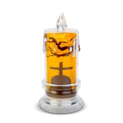 Halloweenska LED sviečka - náhrobný kameň - oranžová LED - 3 x LR1130 - 5 x 5 x 10 cm
