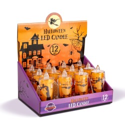 Halloweenska LED sviečka - náhrobný kameň - oranžová LED - 3 x LR1130 - 5 x 5 x 10 cm