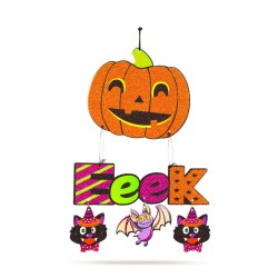 Halloween dekorácia - tekvica - závesná - 45 x 23 cm