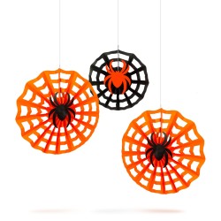 Halloweenska dekorácia - sada pavučín - papier - 30/40 cm - 3 ks / balenie