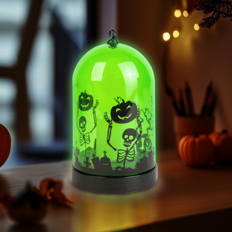 Halloweenska LED dekorácia - zelená - 3 x AAA - 8 x 12,5 cm