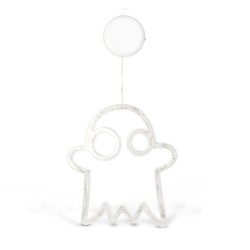 Svietiaca halloweenska dekorácia, duch, s prísavkou, 12 LED, 20 x 18,5 cm, 3 x AAA